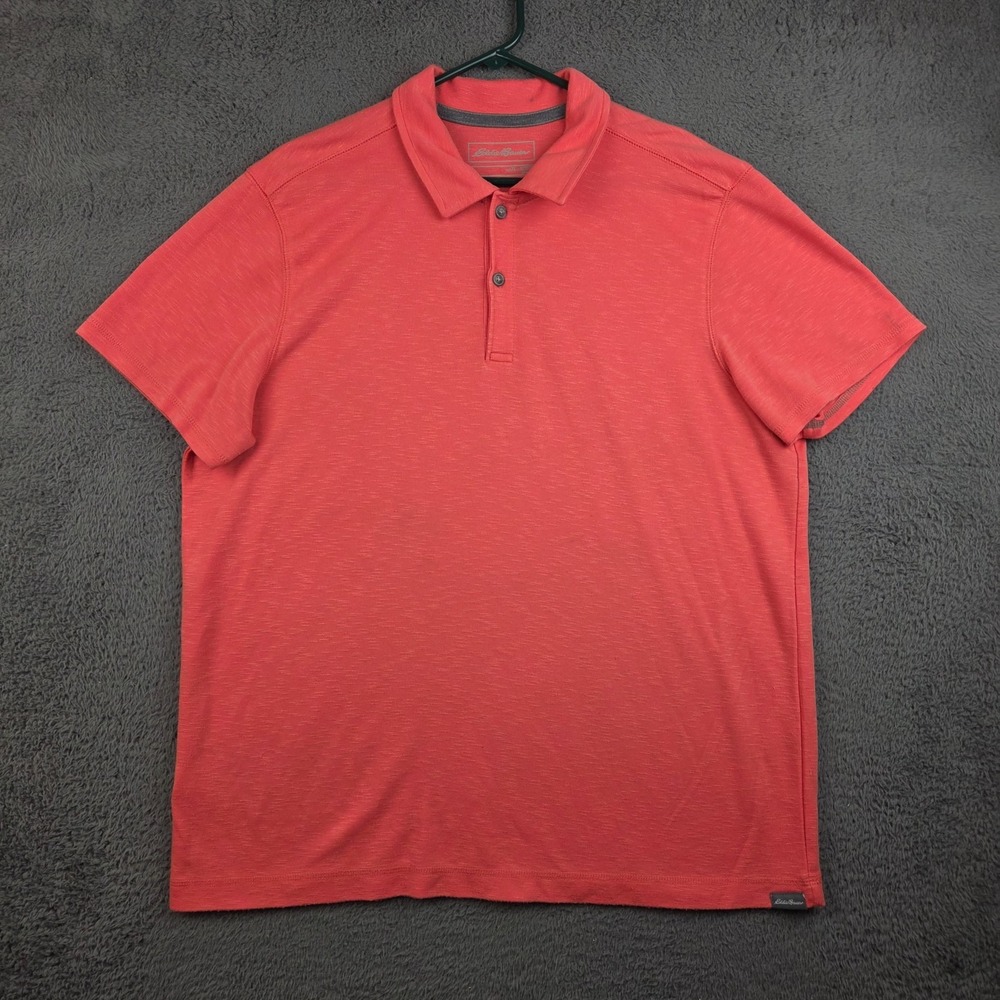 Eddie Bauer Golf Polo Shirt Mens Extra Large Short Sleeve Salmon Active Fit